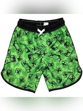 Minecraft Swim Trunks Boys S Green Creeper Bathing Suit Shorts Gamer